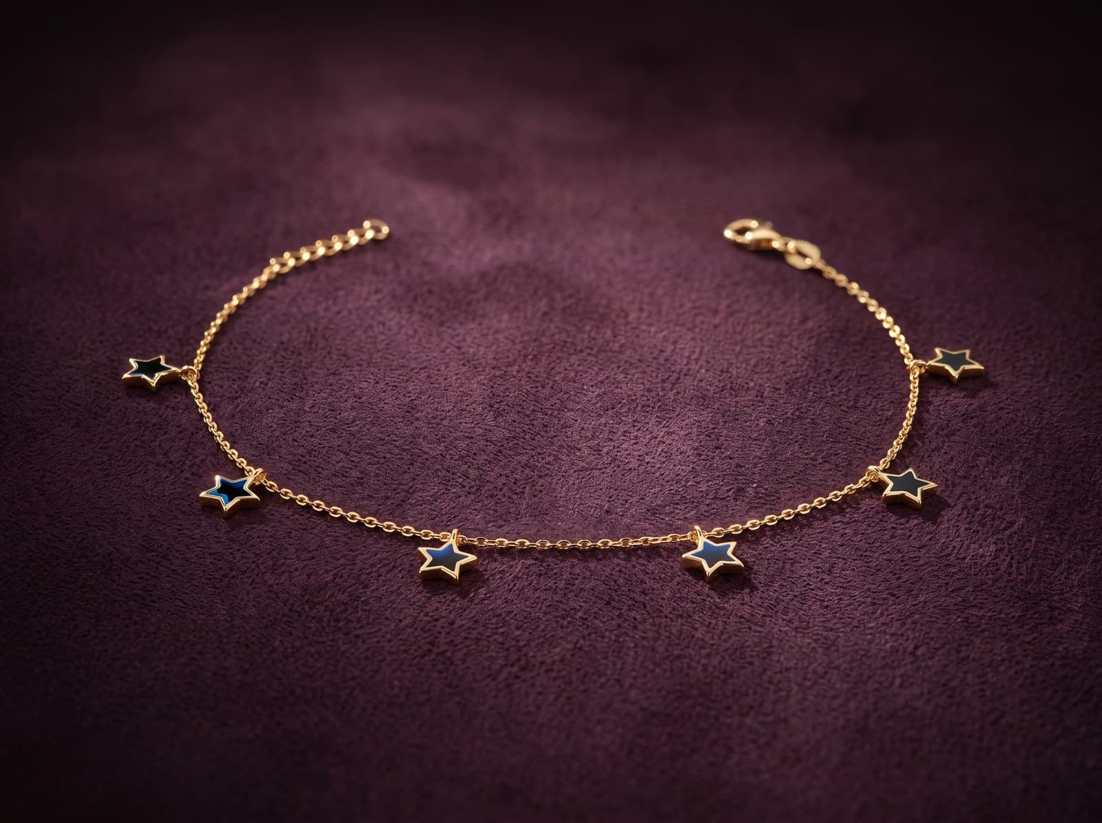 Khalkhal · Enamel Shaped Stars Gold Anklet — studio