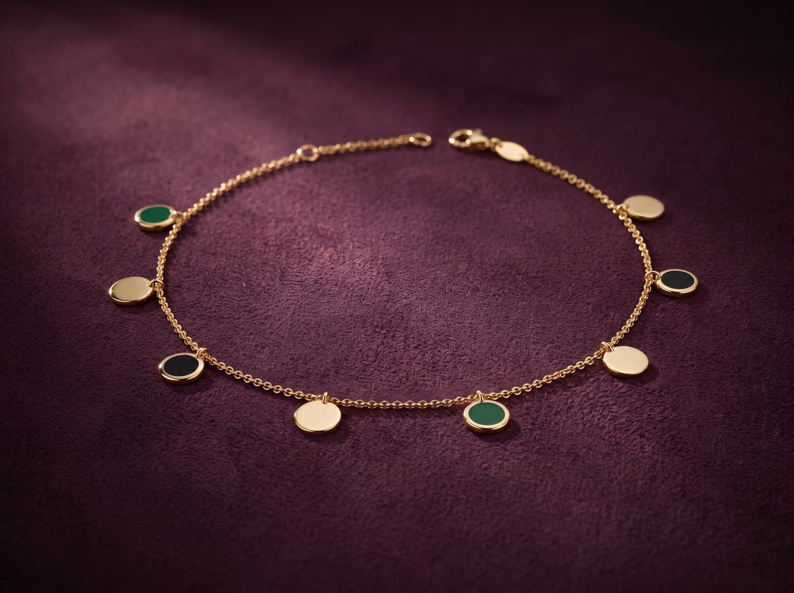 Masha · Line Of Dropping Circles Gold Anklet