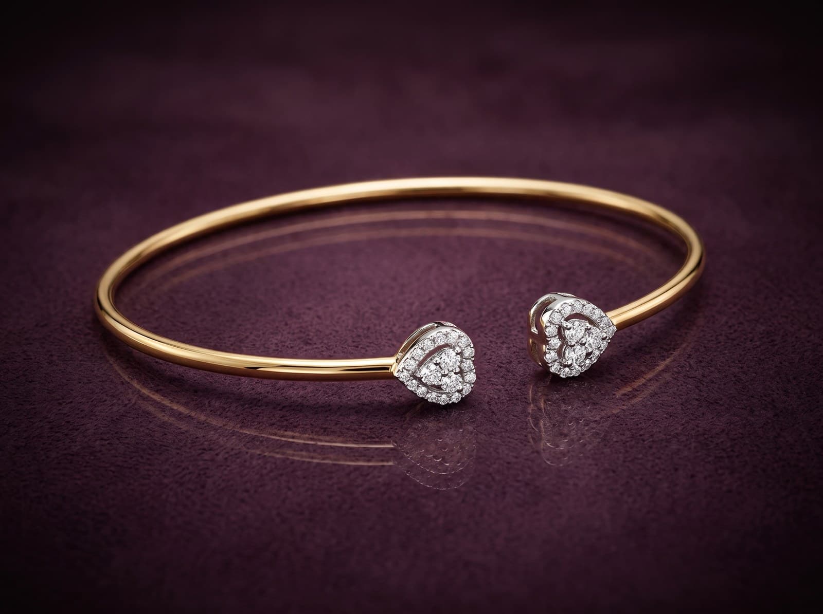 Mithaq · Double Heart Cuff Diamond Bracelet
