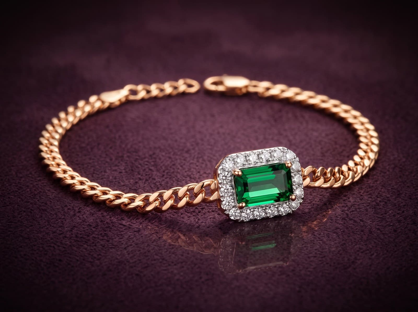 Rifqa · Colored Rectangular Stone Gourmet Diamond Bracelet