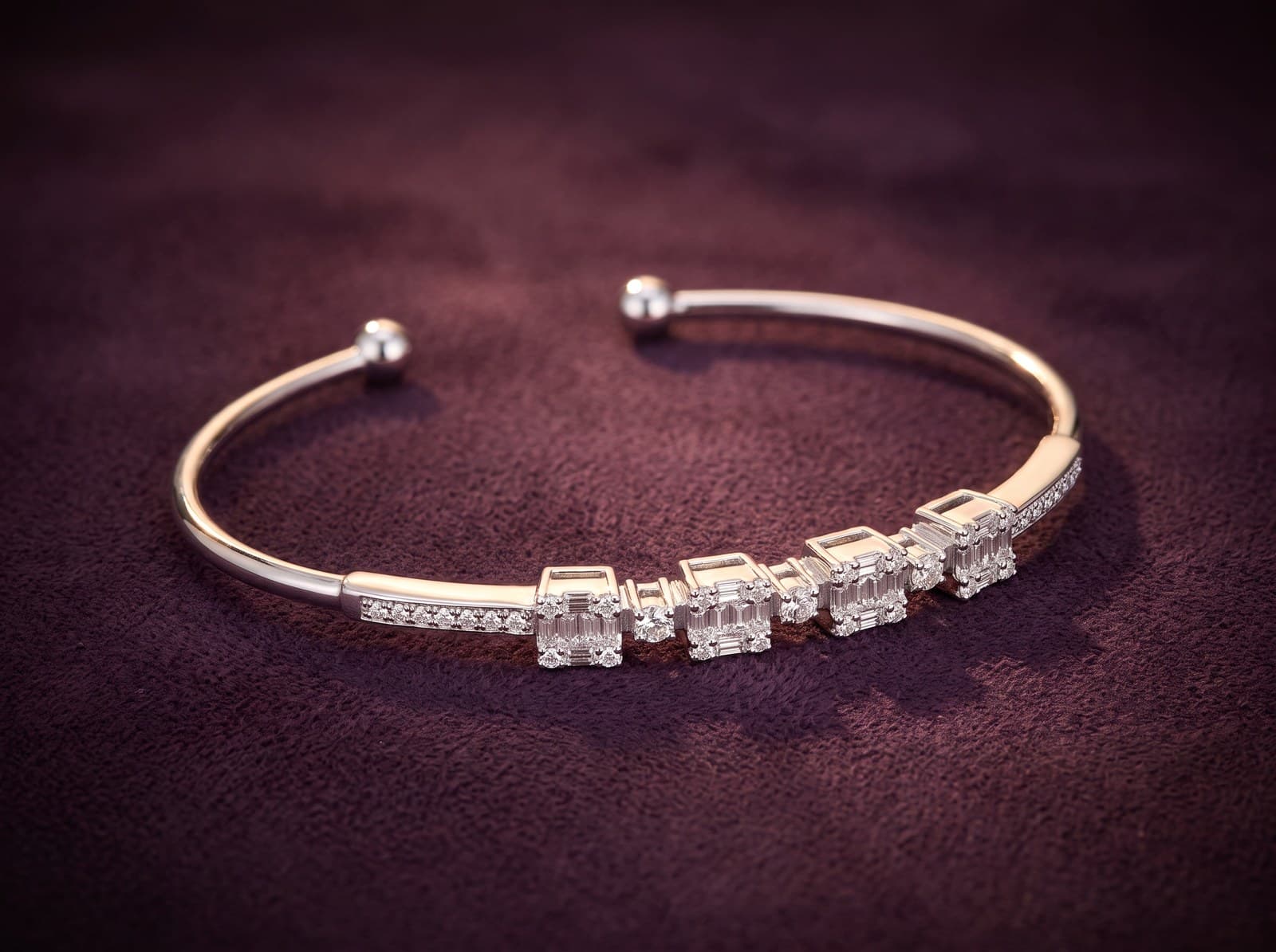 Jisr · Multiple Squares Bangle Diamond Bracelet
