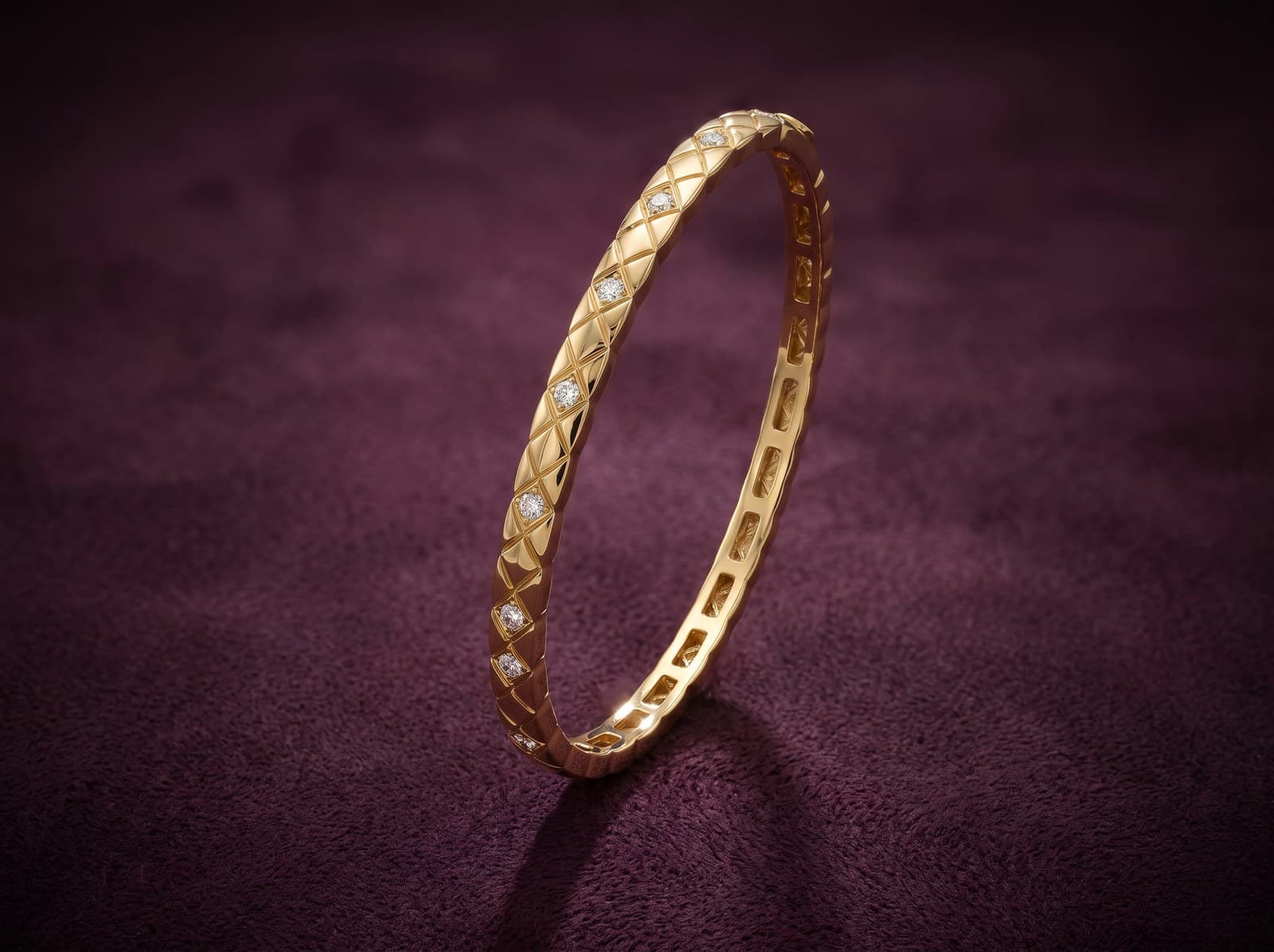 Thabat · Cross-Hatched Engraving Diamond Bangle — studio
