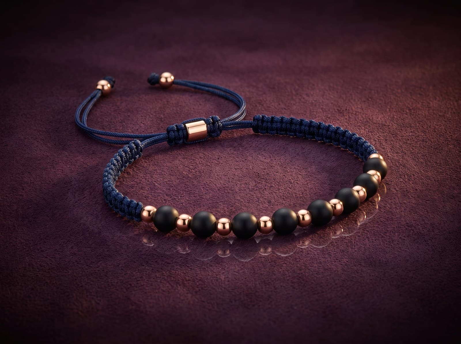 Karam · Men's Matte Onyx Beads Gold Bracelet I — studio