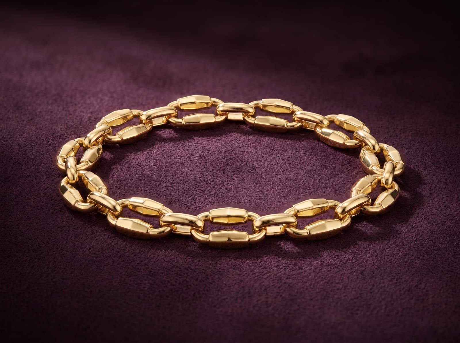Wahda · Geometric Oval Links Gold Bracelet — studio