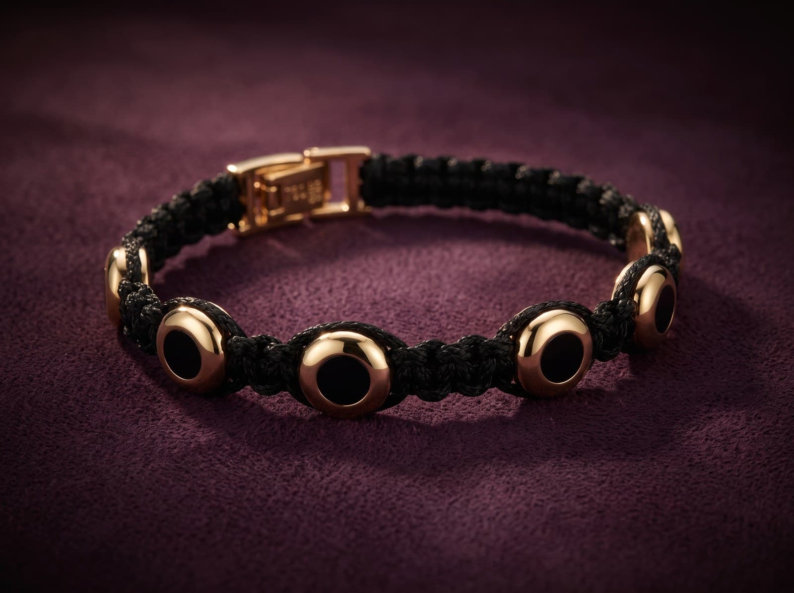 Daf'a · Multi-Circles Men's Black Enamel Gold Bracelet — studio