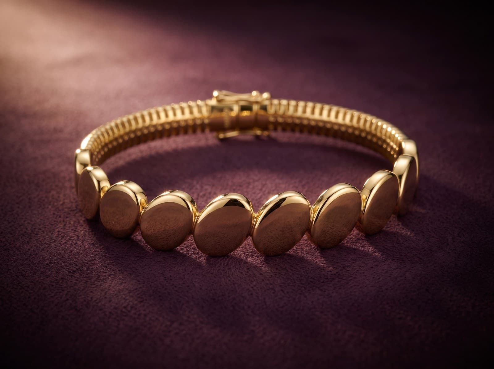 Fikra · Luxury Colored Oval Link Gold Bracelet — studio
