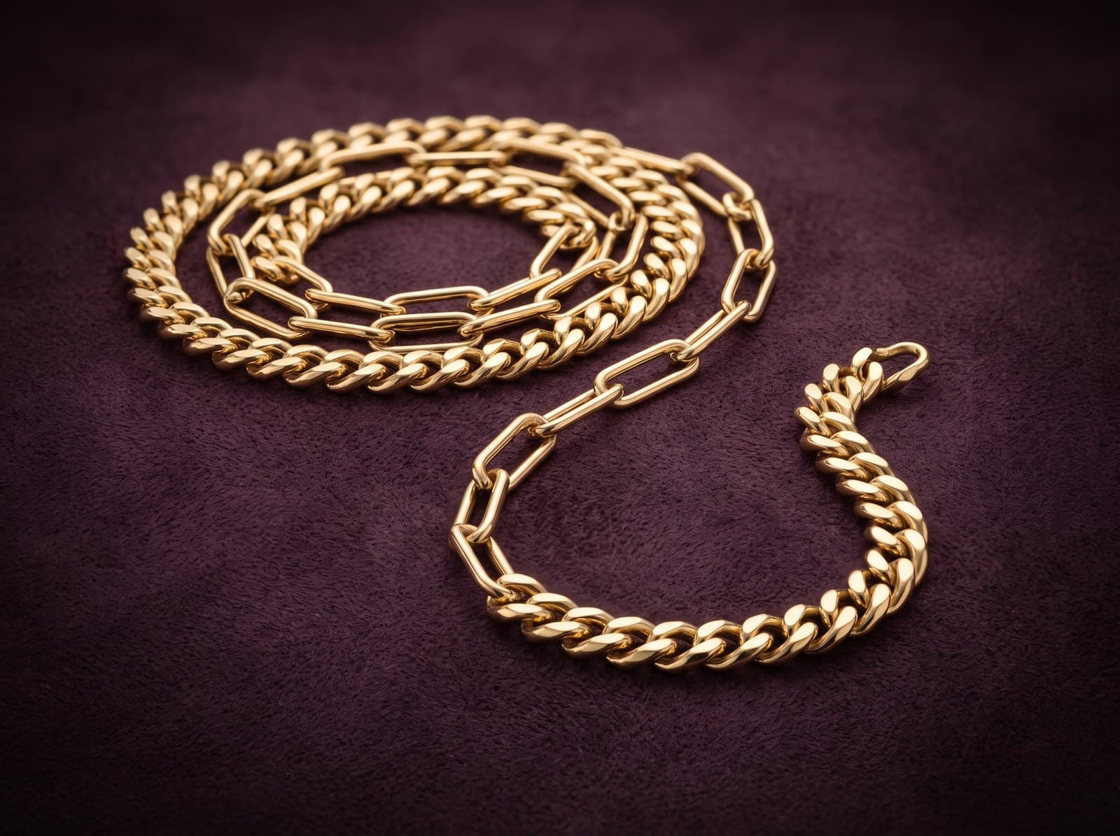 Salaf · Mixed Curb & Paperclip Gold Chain — studio