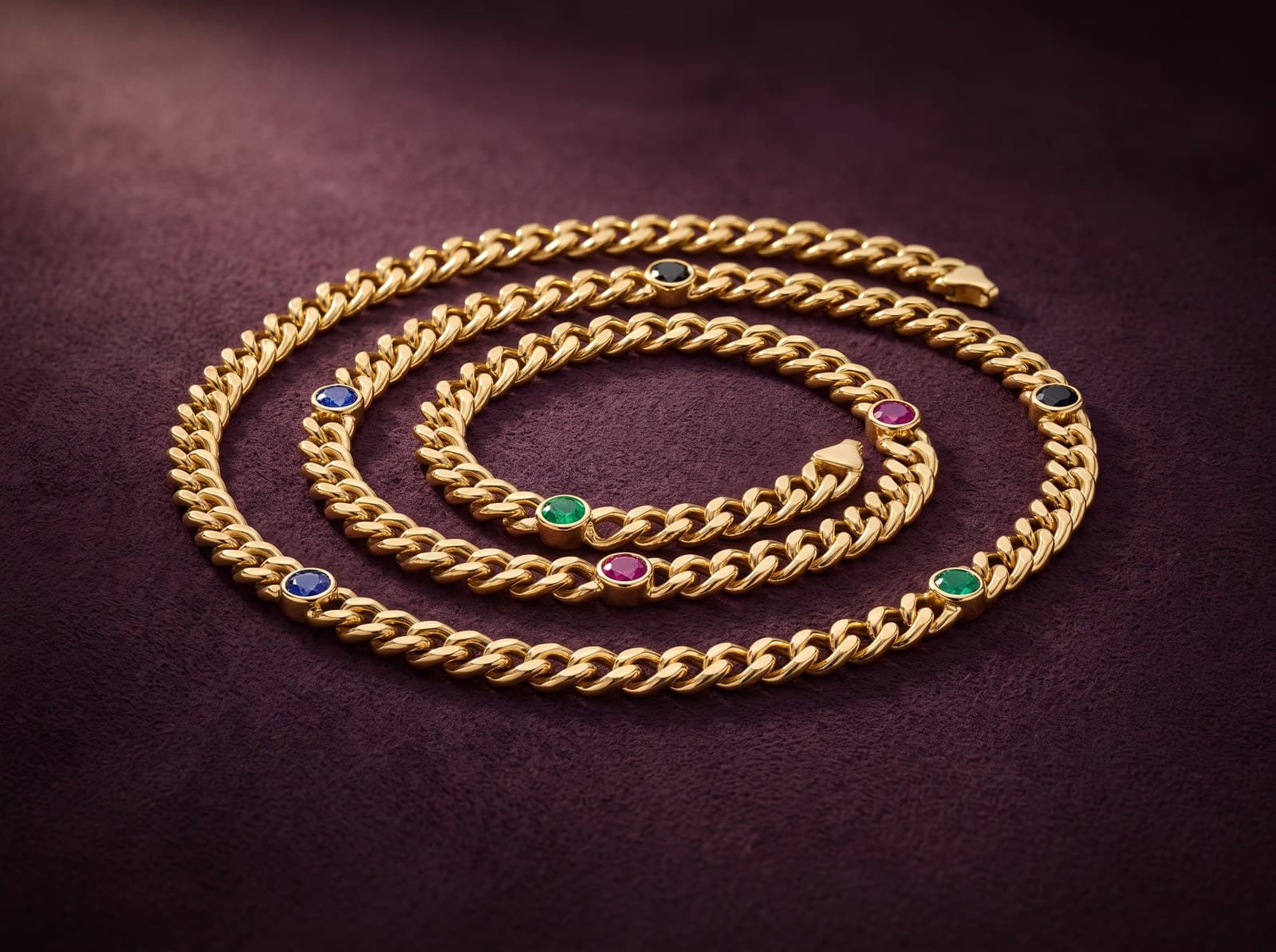Ahl · Colour Stoned Cubian Gold Chain — studio