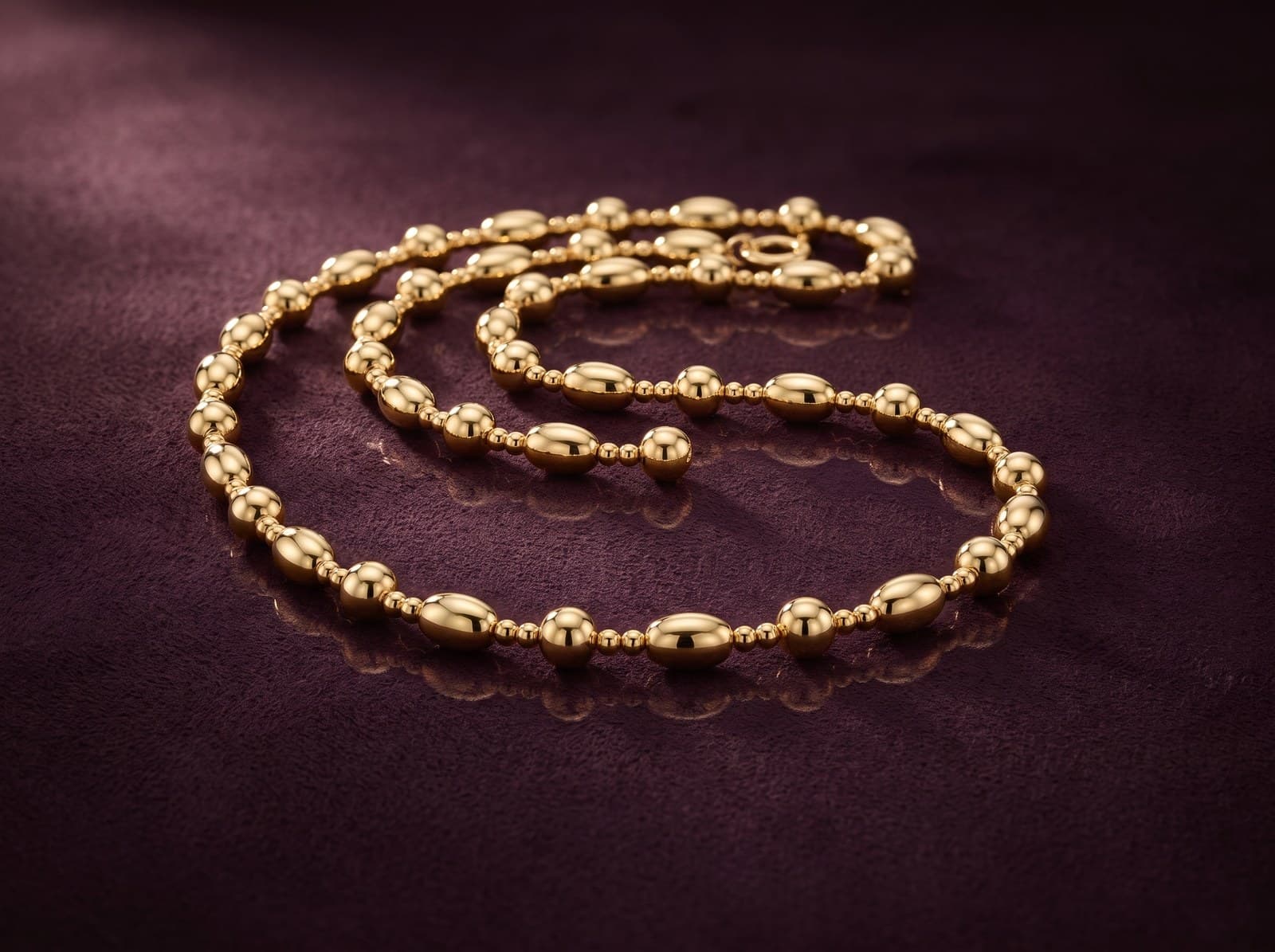 Kalima · Smooth Oval & Round Bead Gold Chain — studio