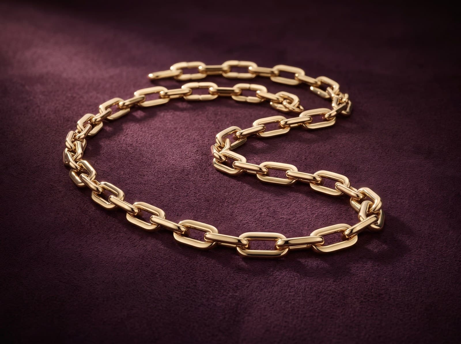 Qawl · Polished Oval Link Gold Chain — studio