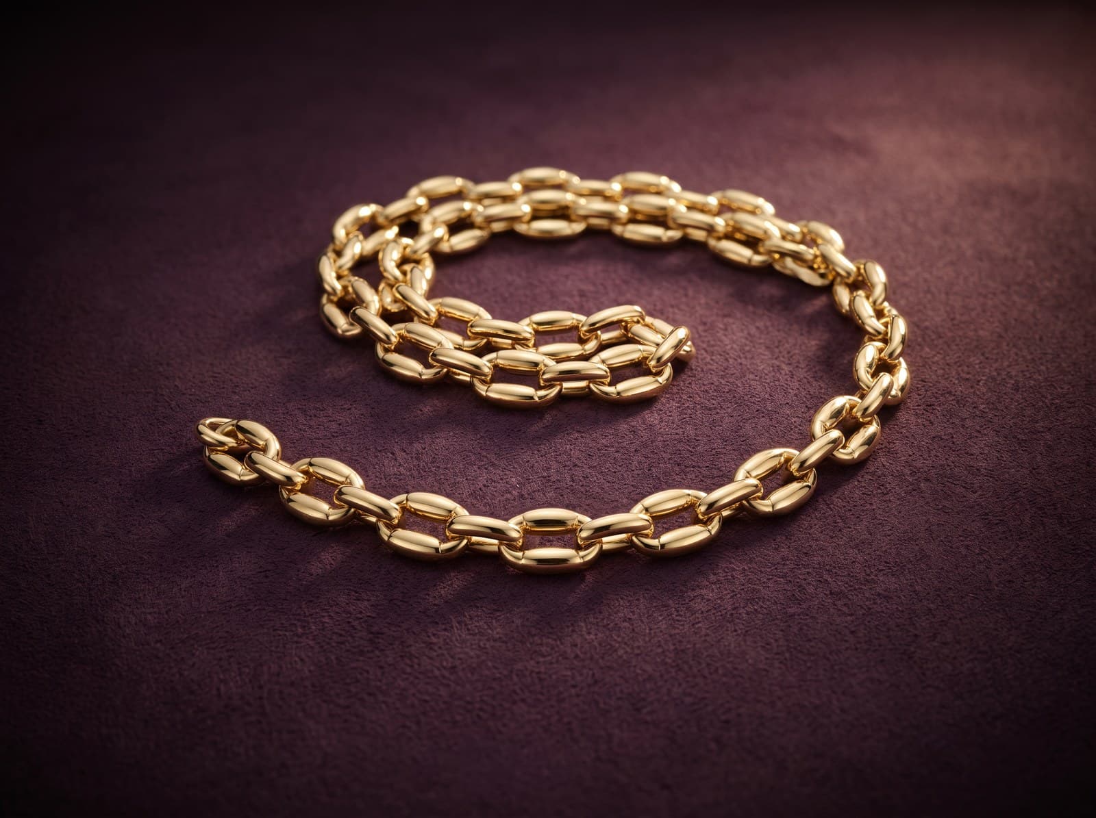 Qarn · Polished Oval Link Gold Chain — studio
