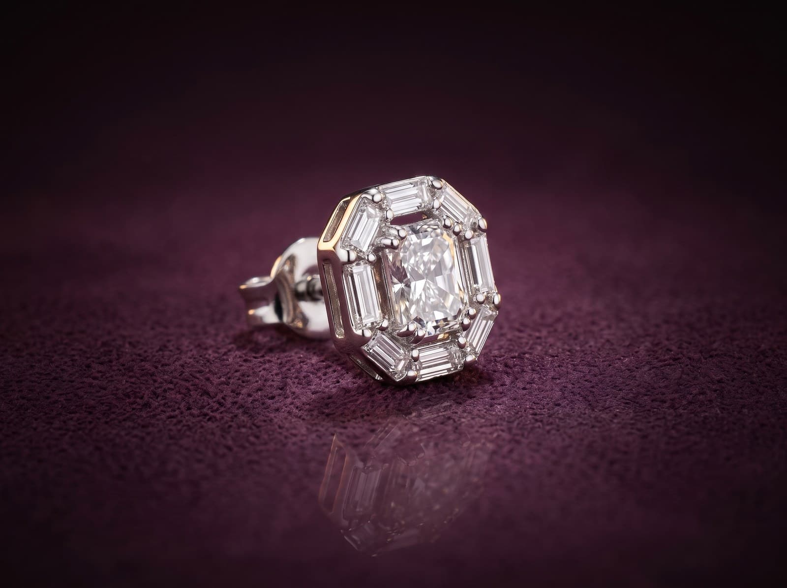 Nagham · Luxury Baguette Stud Diamond Earring