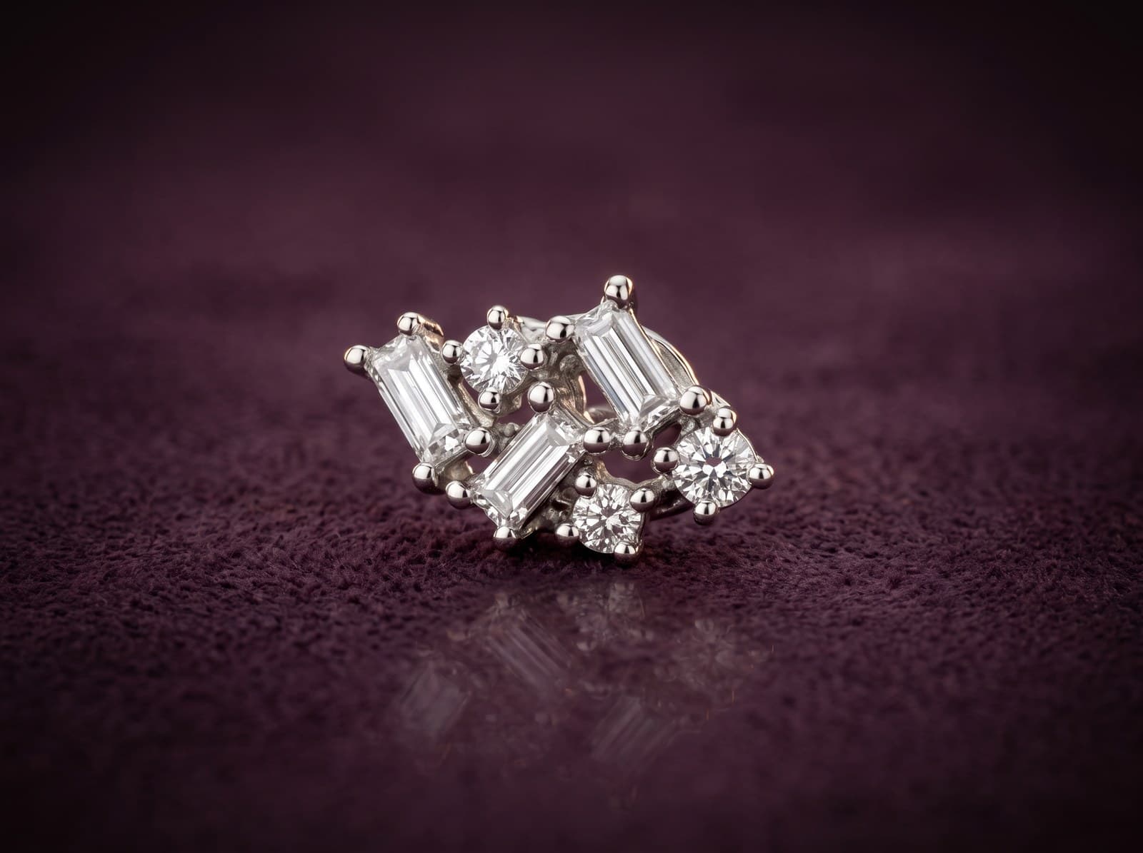 Sada · Messy Baguette Stud Diamond Earring — studio