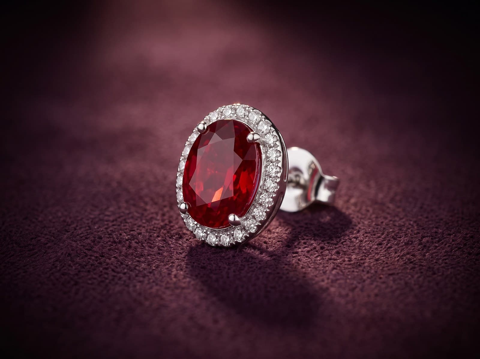 Zaghrada · Stunning Framed Oval Stone Diamond Earring