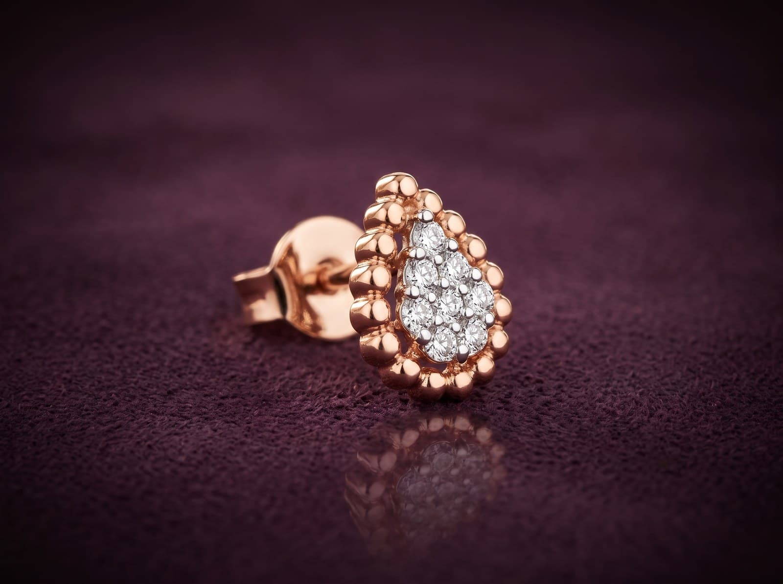 Bahha · Beaded Drop-Shape Stud Diamond Earring