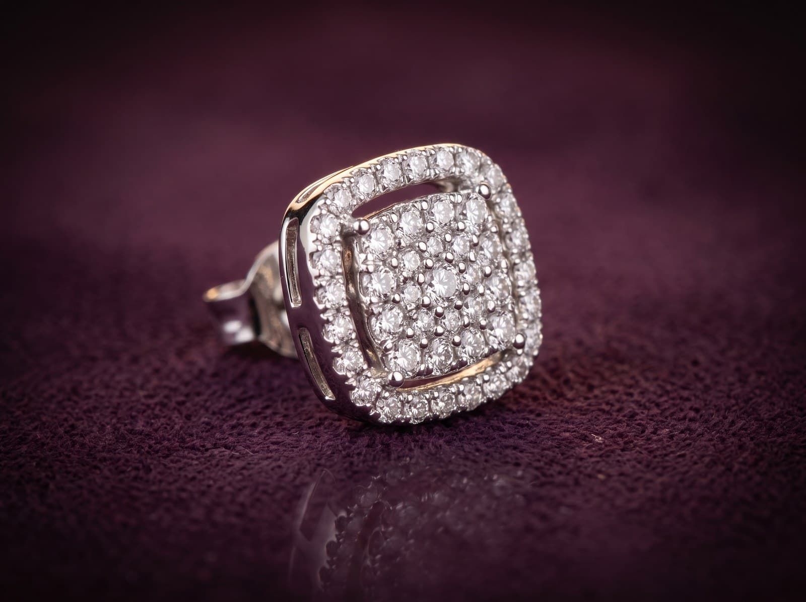 Mizhar · Unique Stoned Square Stud Diamond Earring
