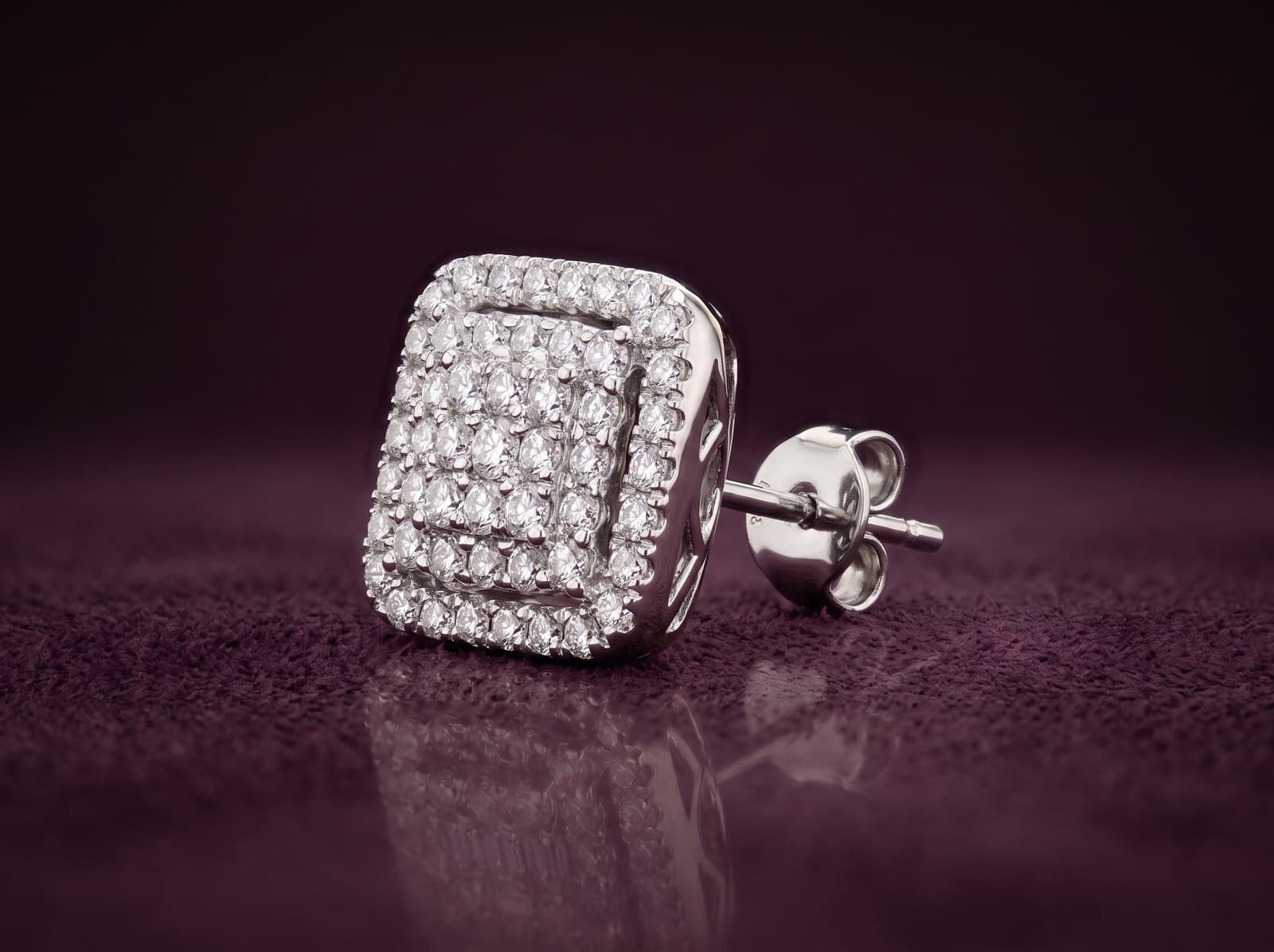 Qatra · Cubic Square Cluster Diamond Earring