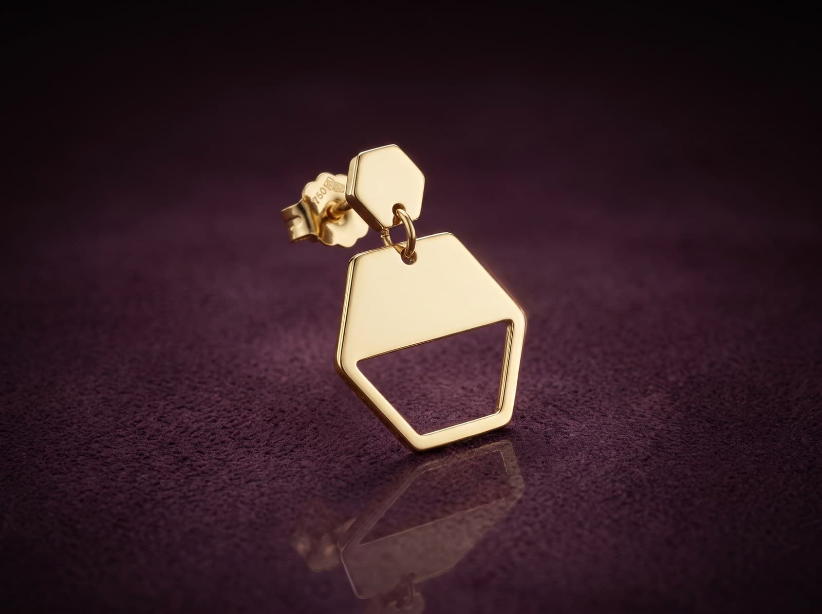 Fatin · Double Hexagon Stud Gold Earring — studio
