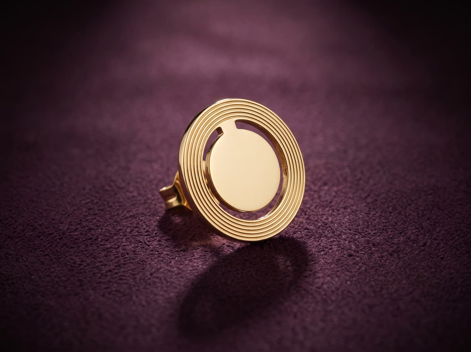 Khatra · Double Engraved Circles Stud Gold Earring — studio