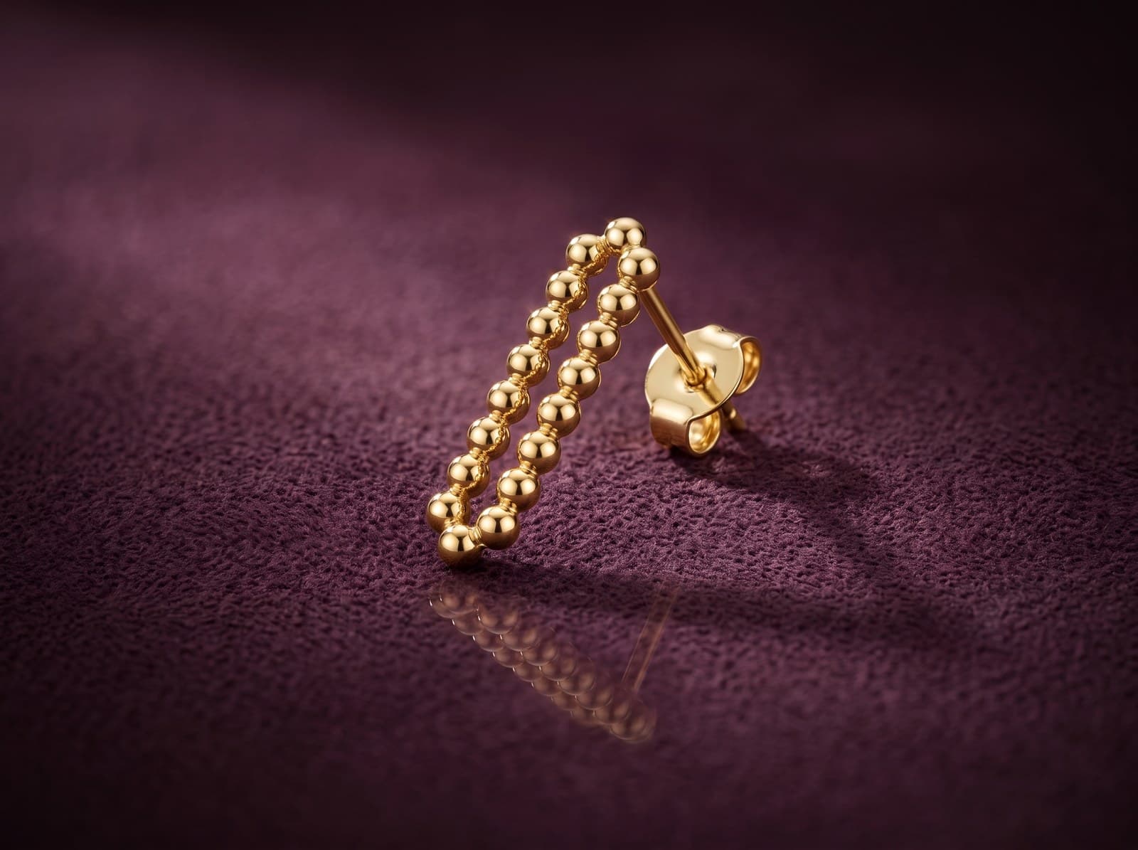 Lu'lua · Beaded Bar Stud Gold Earring — studio