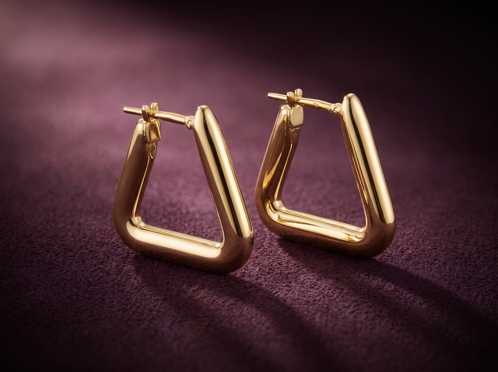 Wajd · Curved Triangle Hoop Gold Earring — studio