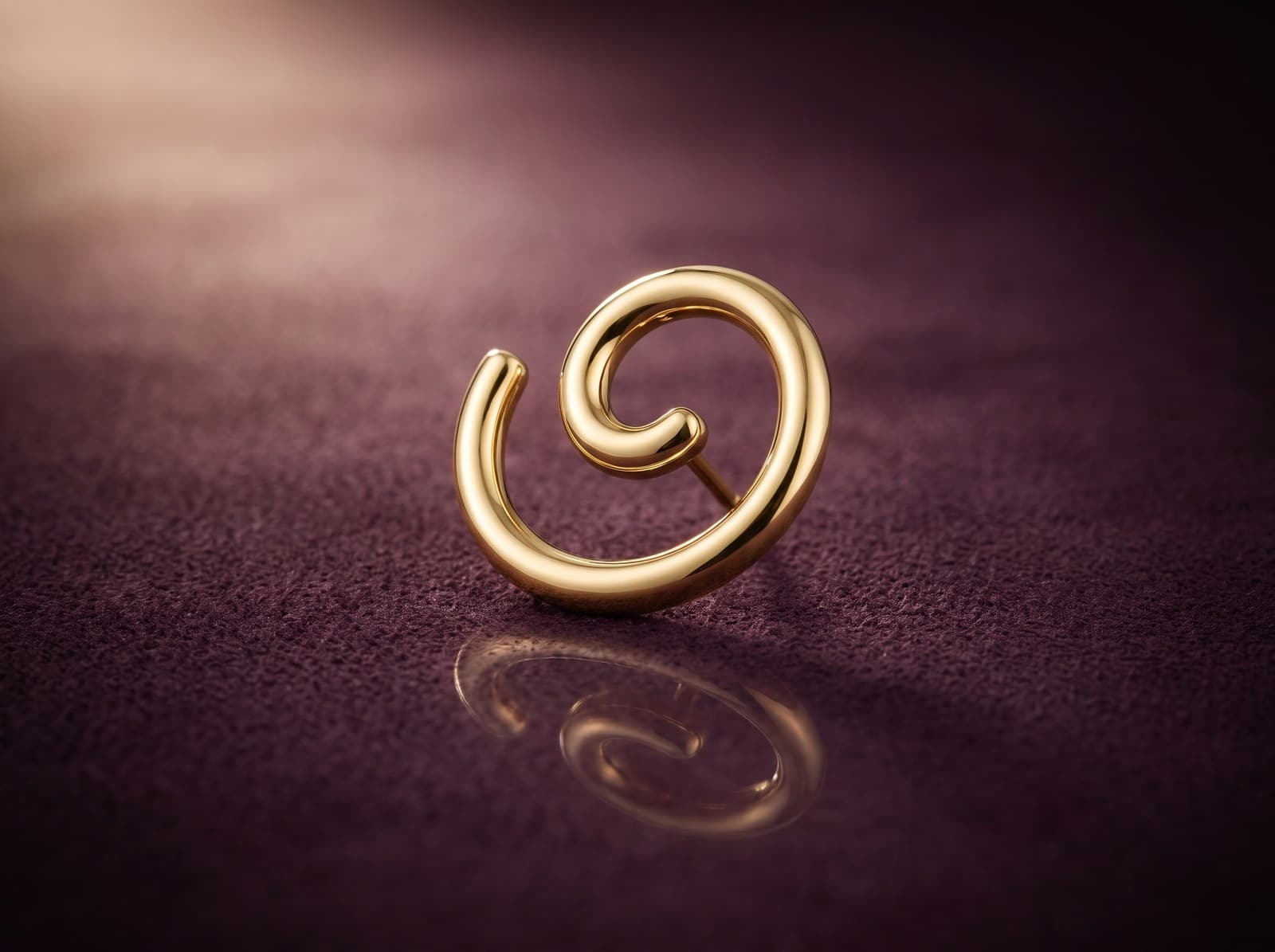 Zahw · Spiral Curved Stud Gold Earring — studio