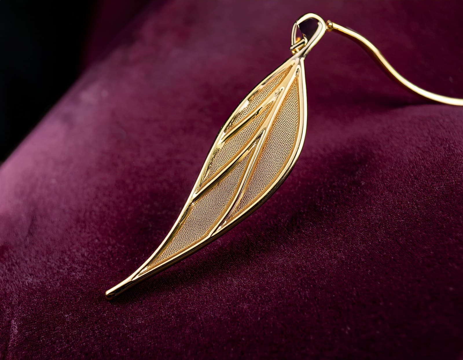 Bareeq · Dropped Leaf Clip-On Gold Earring — studio