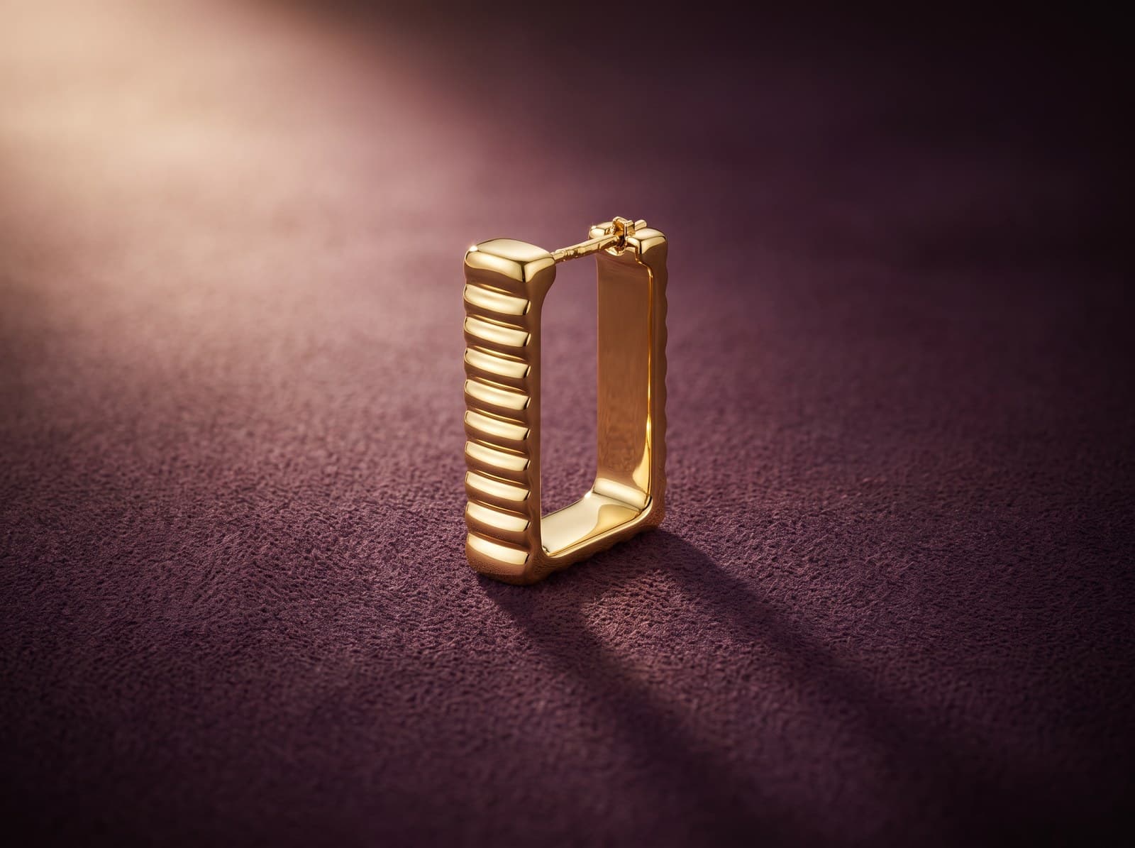 Firdaws · Squared Stripes Hoop Gold Earring