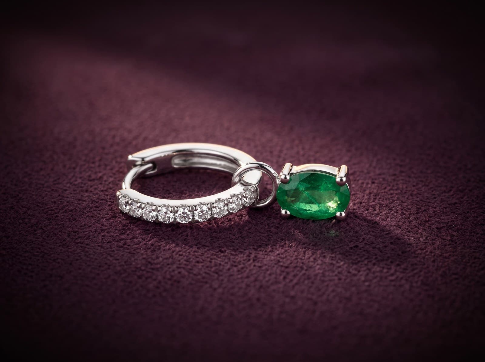 Barq · Dropped Oval Classic Hoop Diamond Piercing
