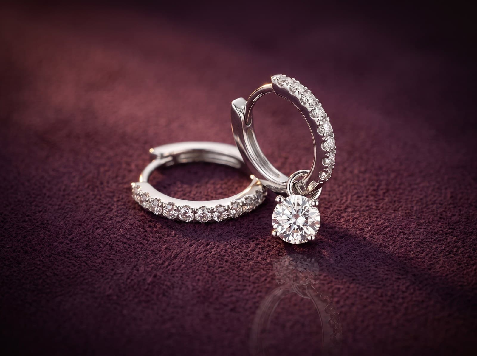 Lam'a · Classic Hoop With Dropped Round Stone Dioamond Piercing