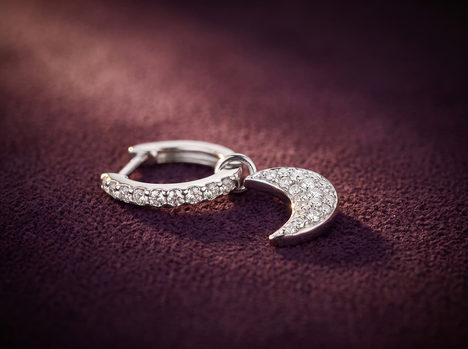 Sahm · Crescent Moon Hoop Diamond Piercing