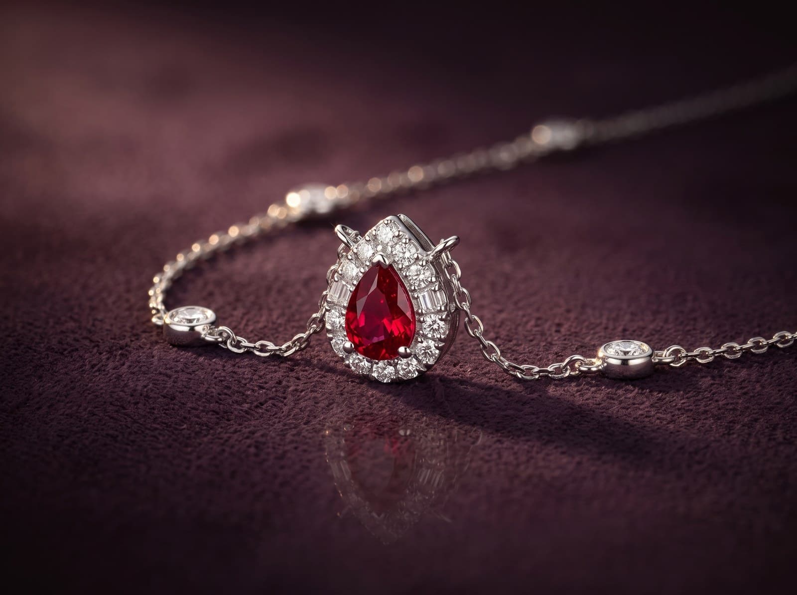 Layali · Framed Pear Stone Diamond Necklace — studio