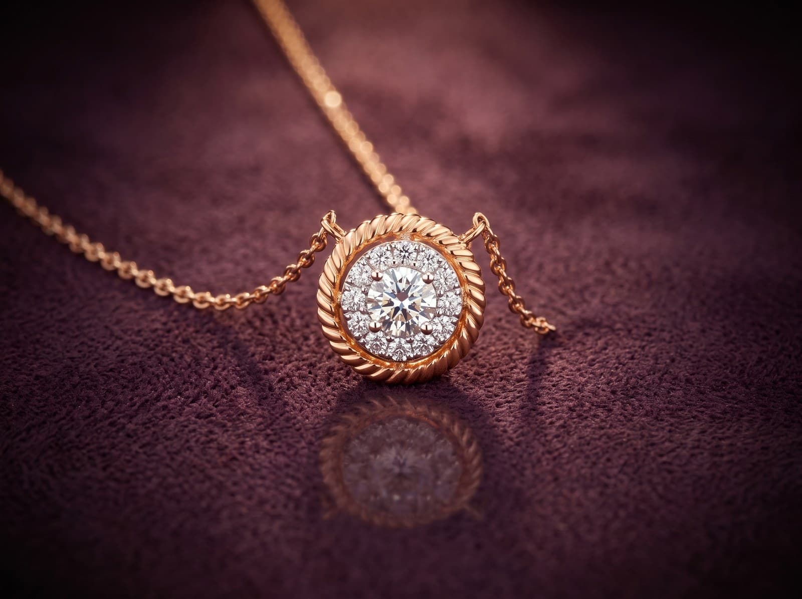 Badr · Rose Round Cushion Diamond Necklace — studio