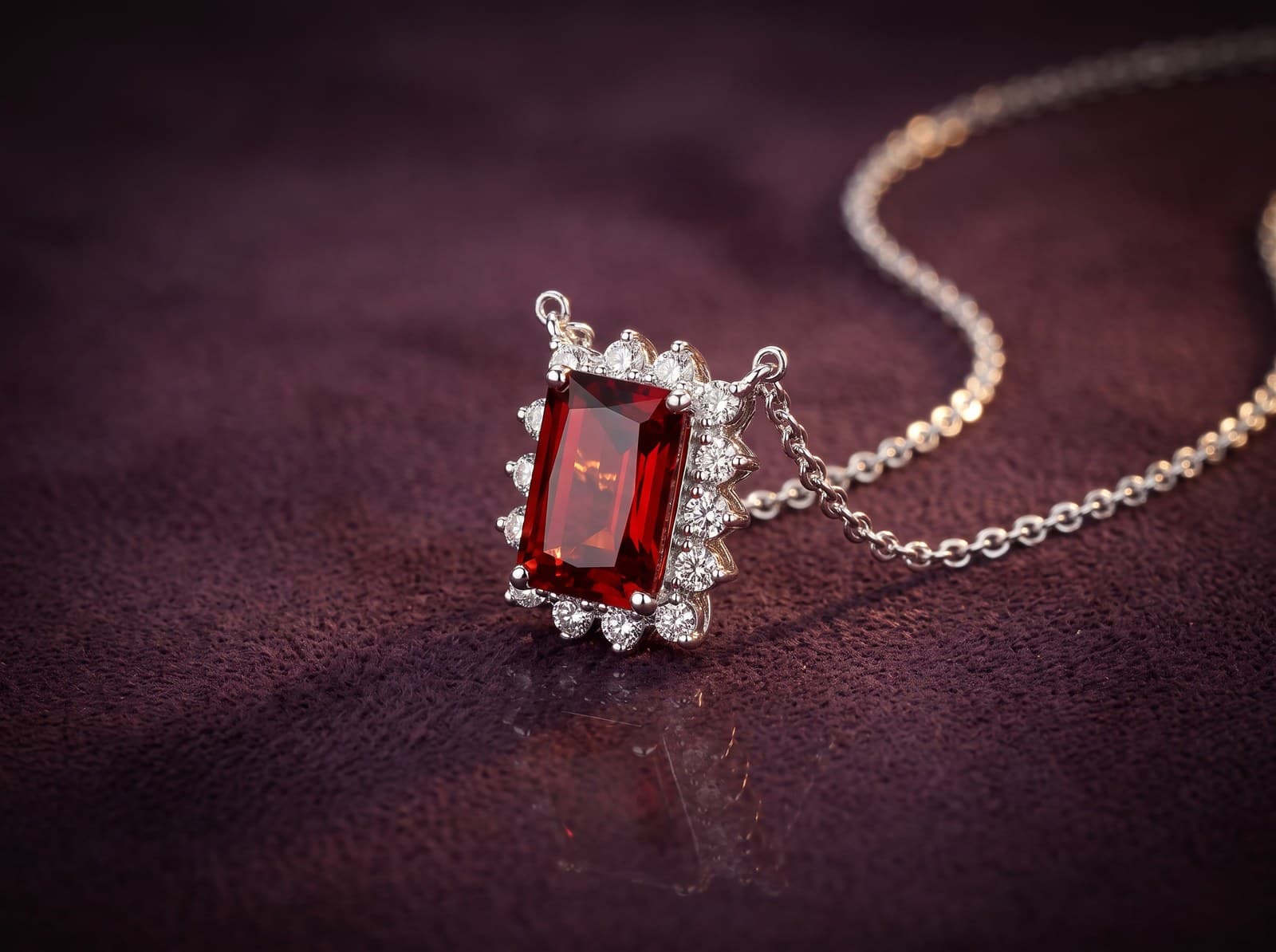 Kanz · Stunning Framed Rectangle Stone Diamond Necklace