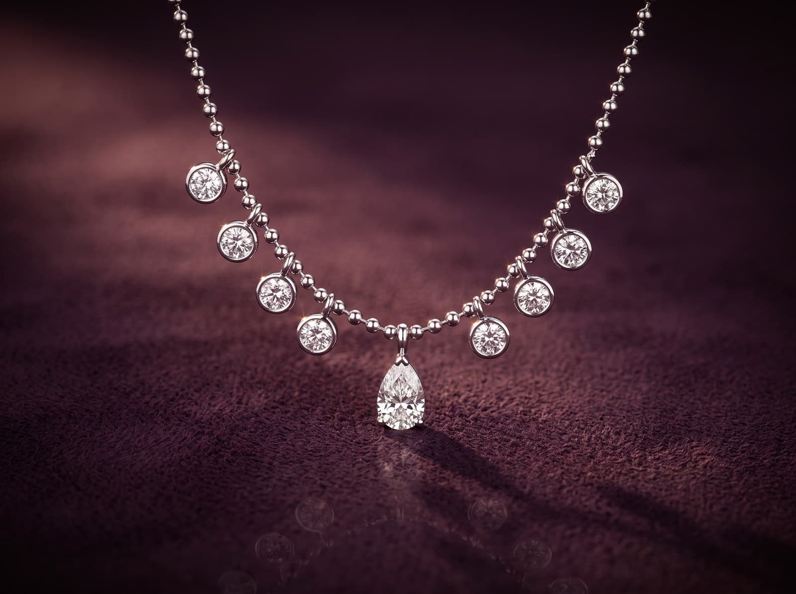 Ishraq · Drop Beaded Diamond Necklace