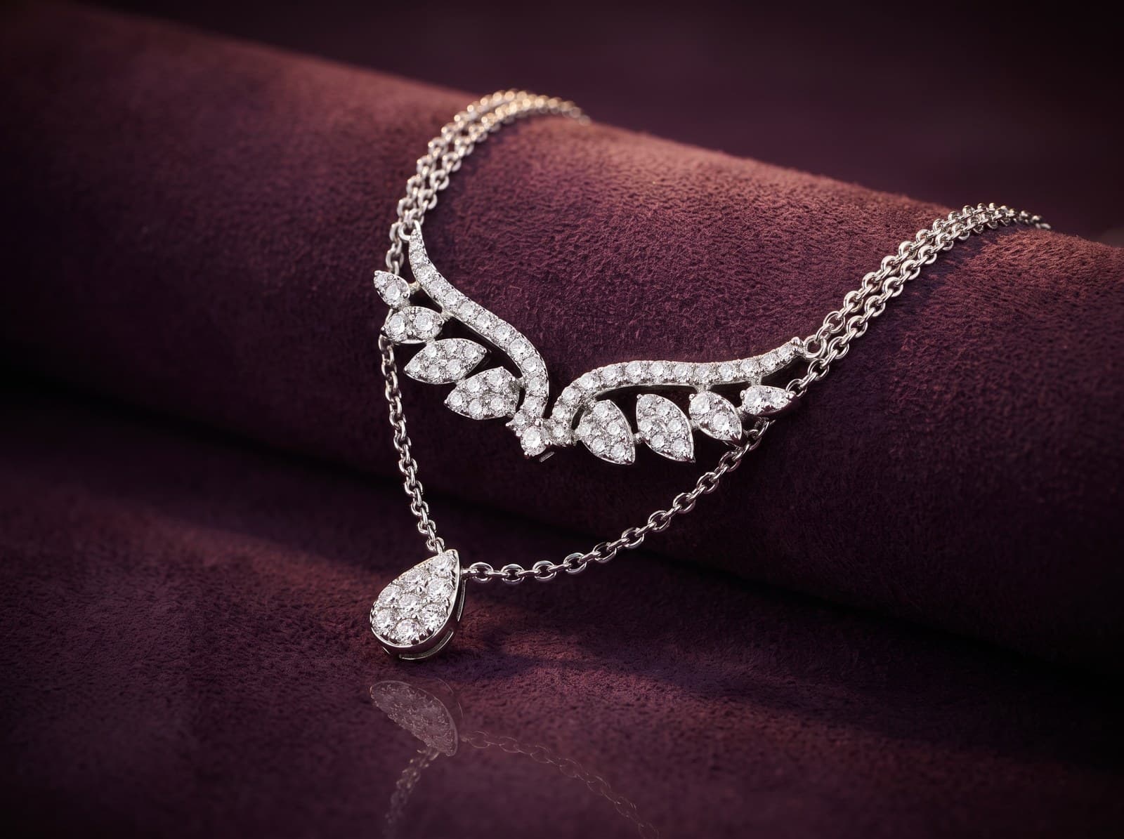 Raihana · Layered Teardrop And Wings Diamond Necklace Ii — studio