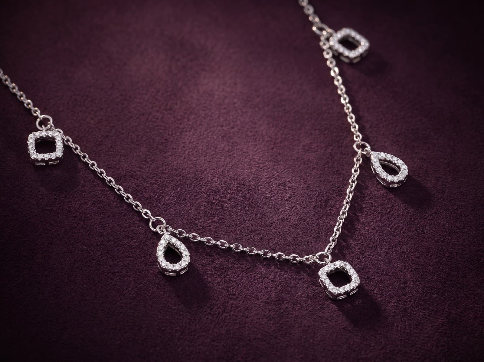 Safa · Dropped Squares And Pears Diamond Necklace — studio