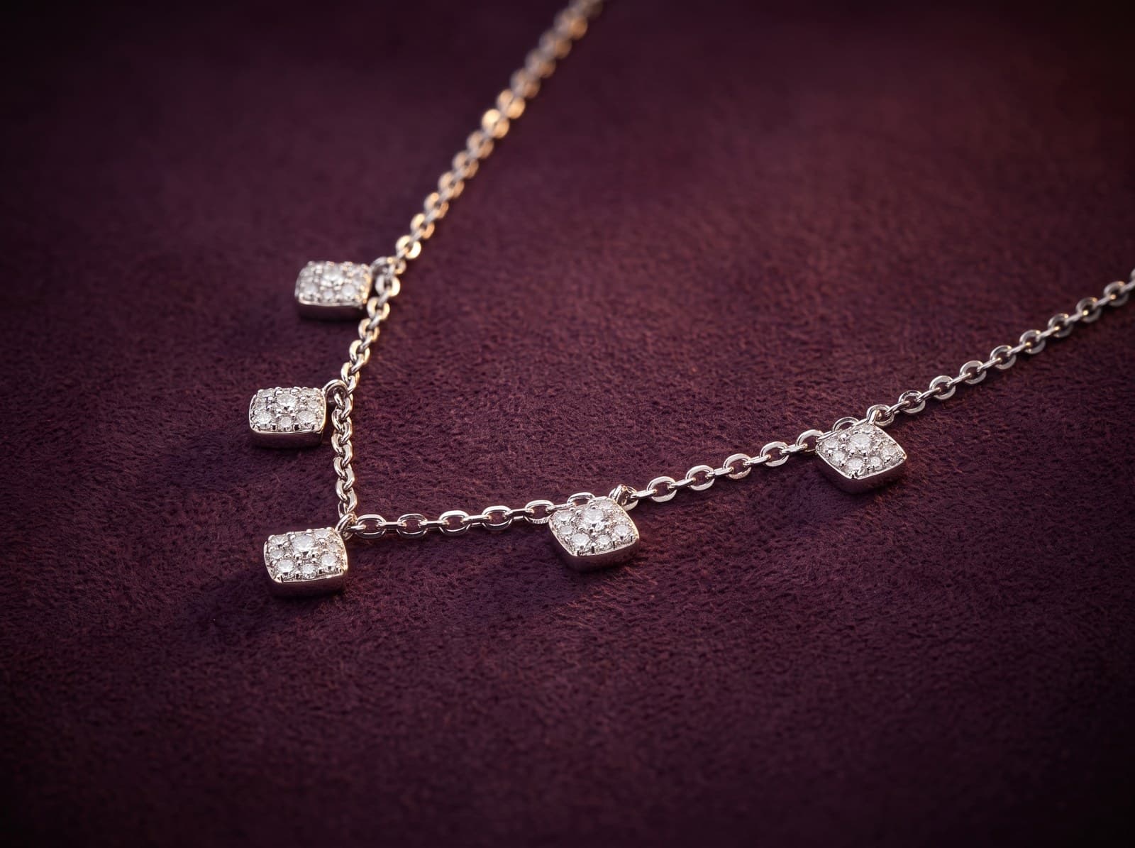 Wahj · Dropped Squares Cluster Diamond Necklace