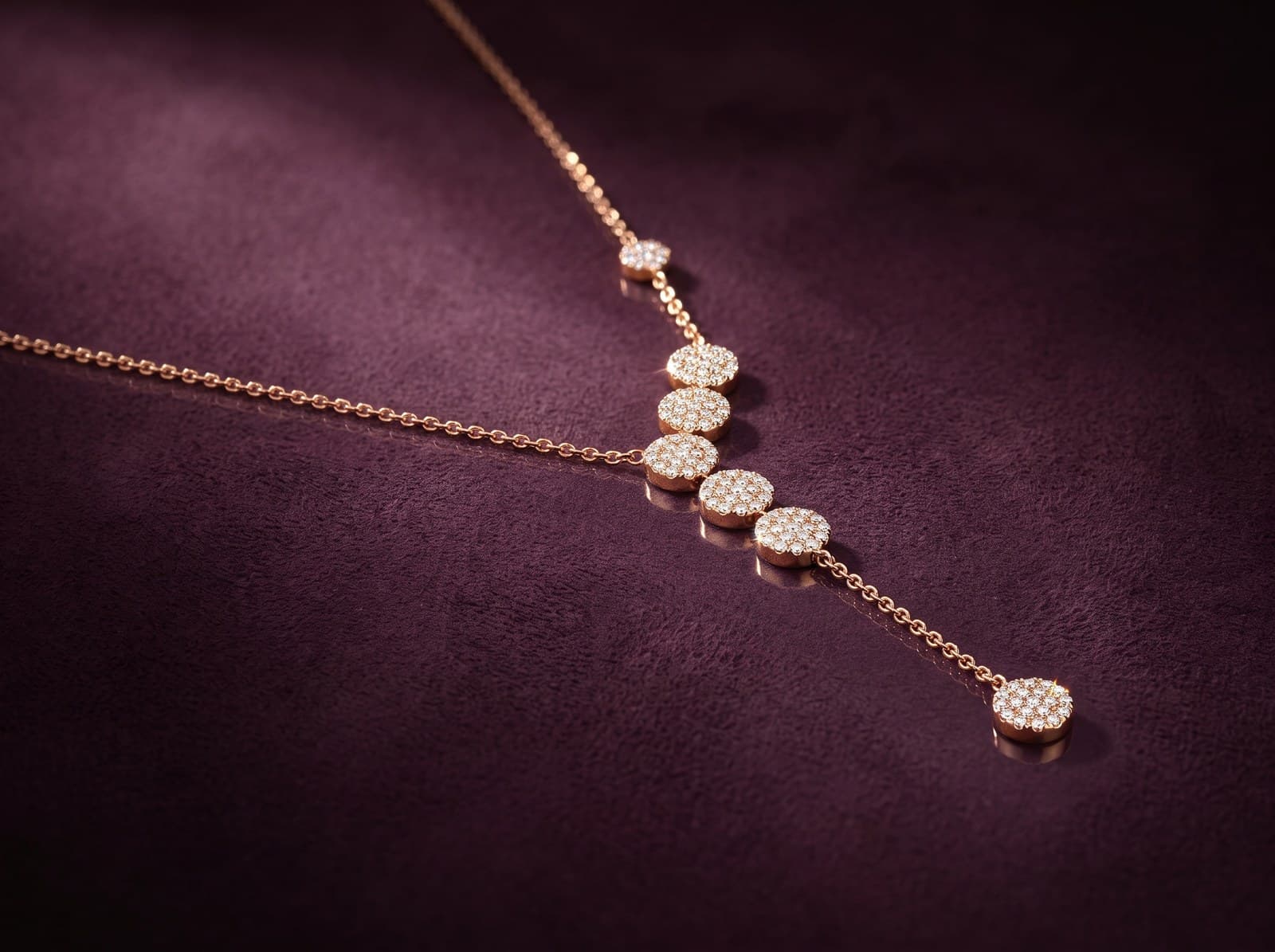 Buraq · Pave Circle Y-Drop Diamond Necklace — studio