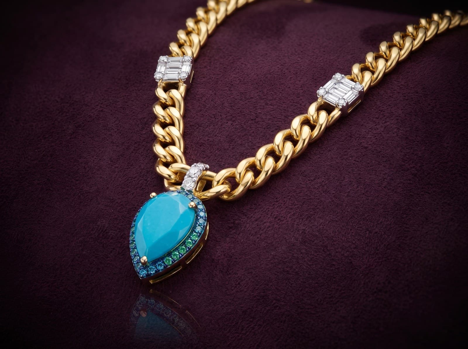 Duha · Pear In Cuban Chain Diamond Necklace