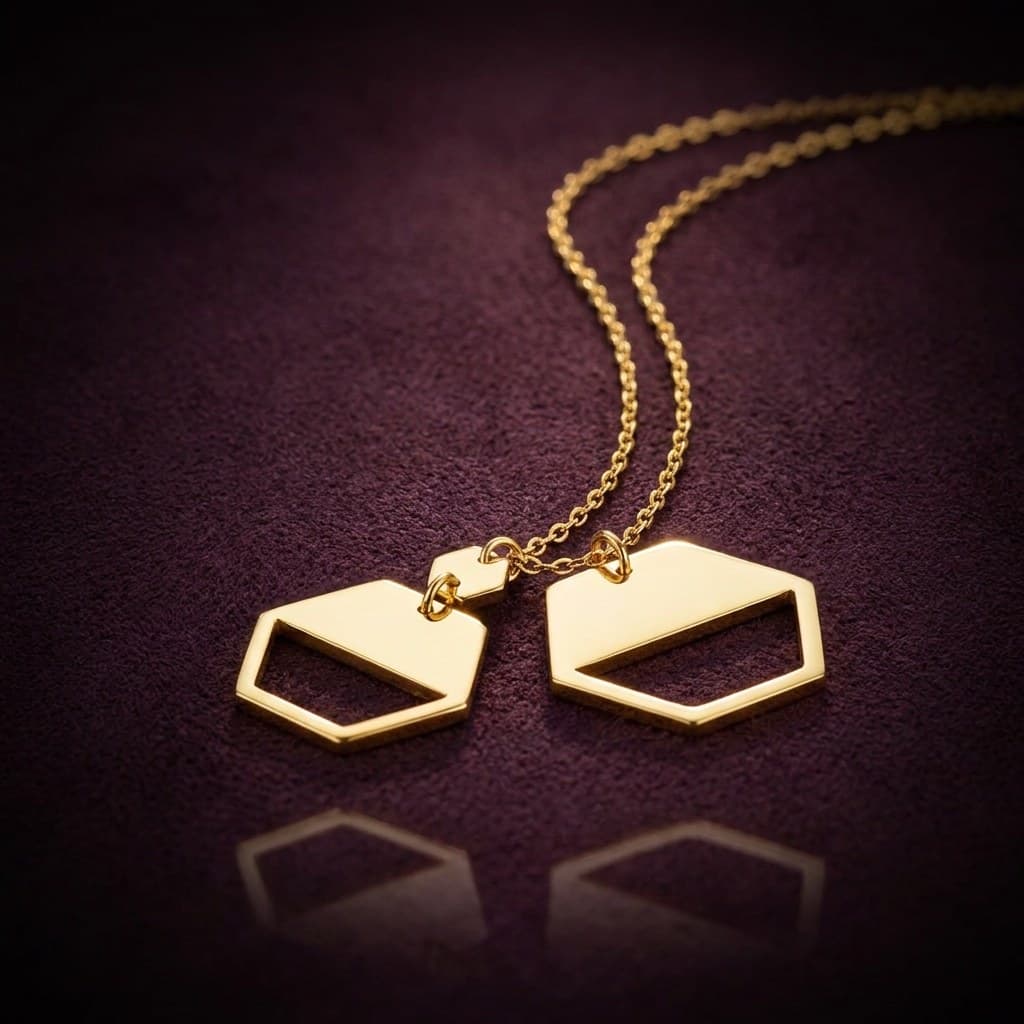 Lina · Flat Hexagon Gold Necklace