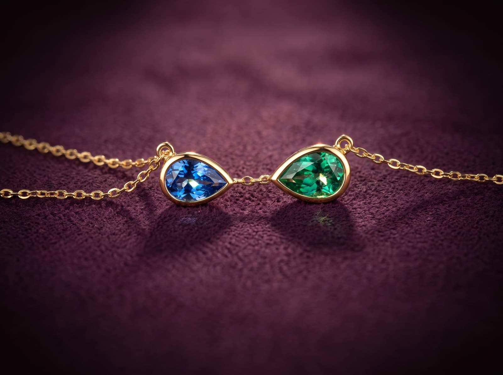 Wijdan · Dropping Pear Stoned Chain Gold Necklace — studio