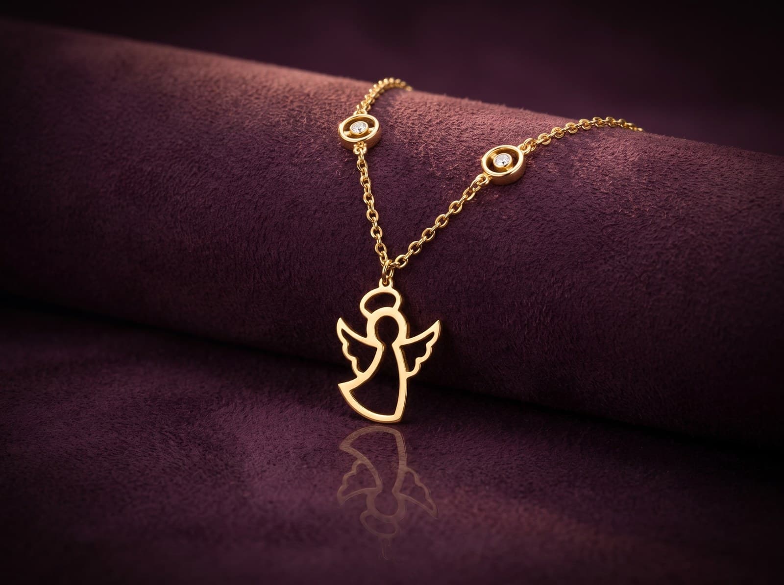 Zaher · Engraved Angel Gold Necklace