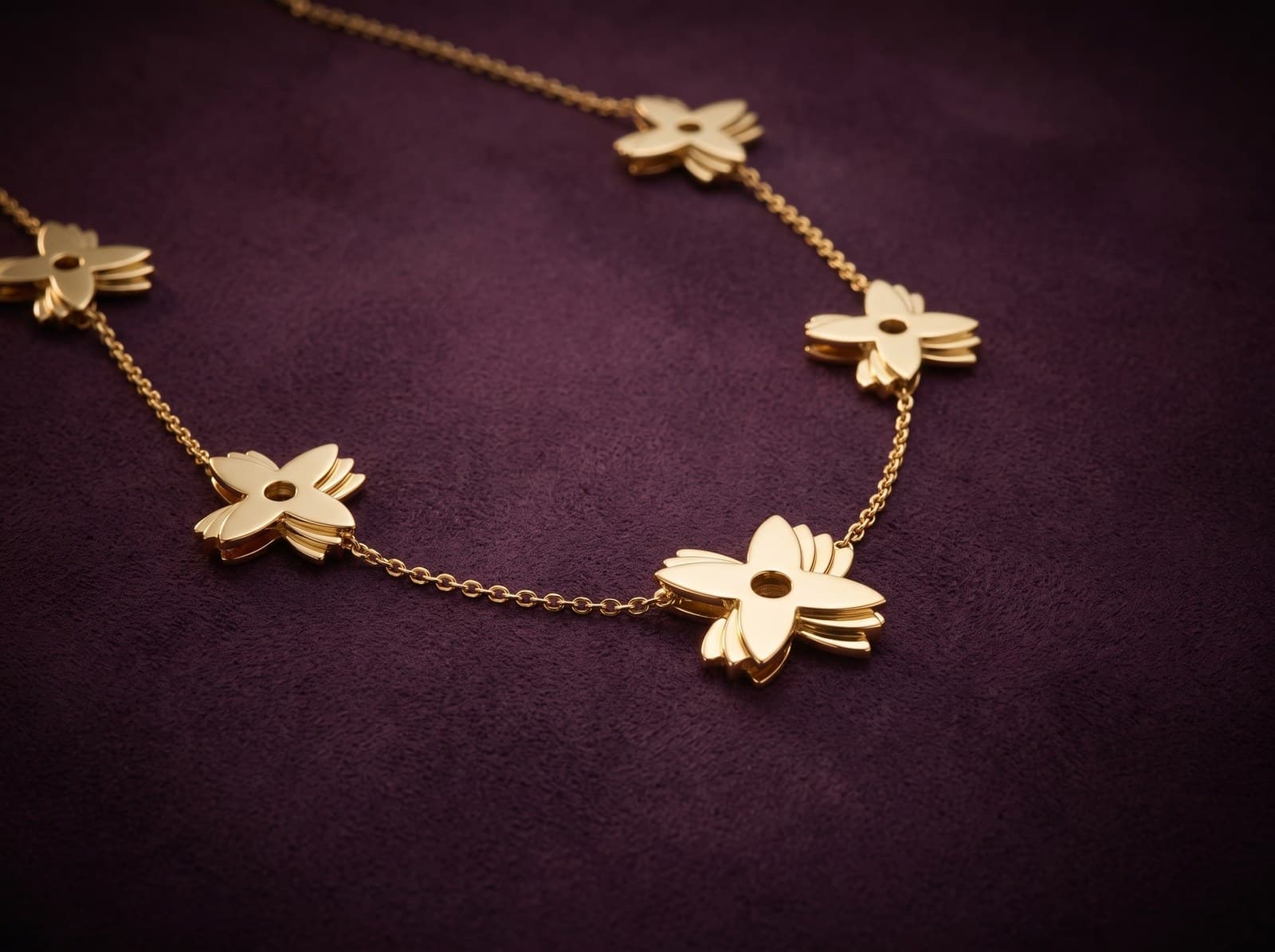 Fidda · Five Four-Cloves Gold Necklace — studio