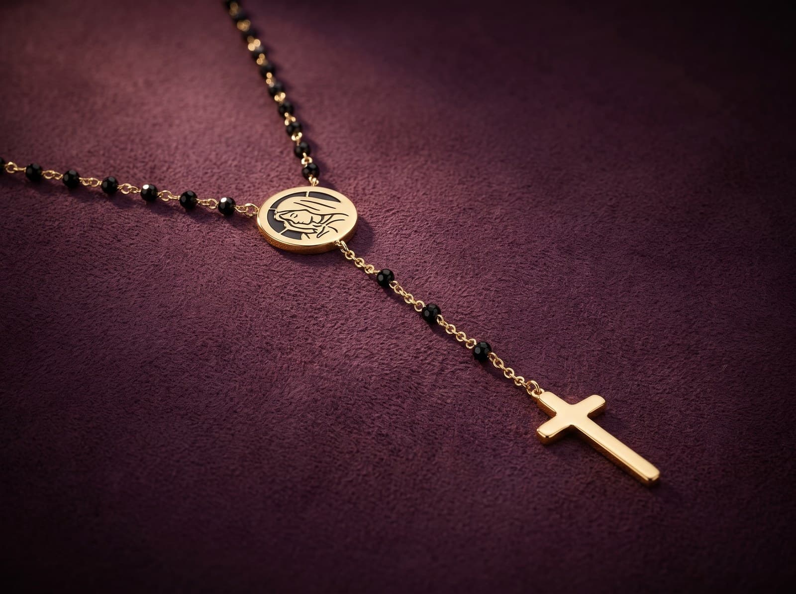 Ghadeer · Double-Sided Mary Rosary Y Necklace — studio