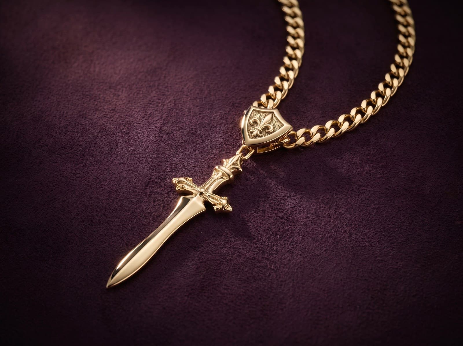 Hadeel · Royal Sword Gold Necklace — studio