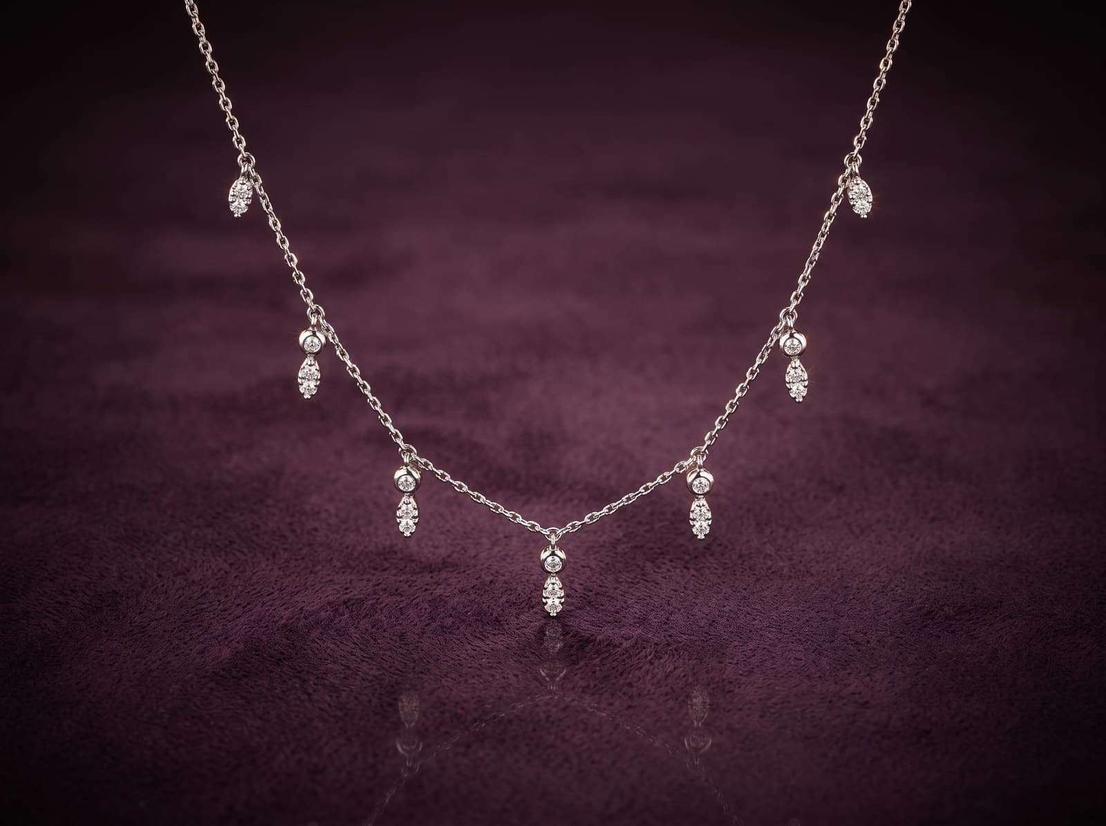 Lena · Marvellous Dropping Leaves Diamond Necklace — studio