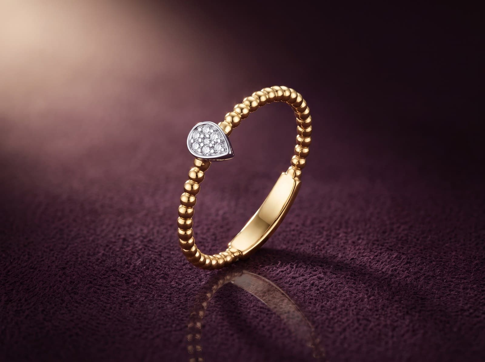 Mirath · Tiny Beaded Drop Diamond Ring