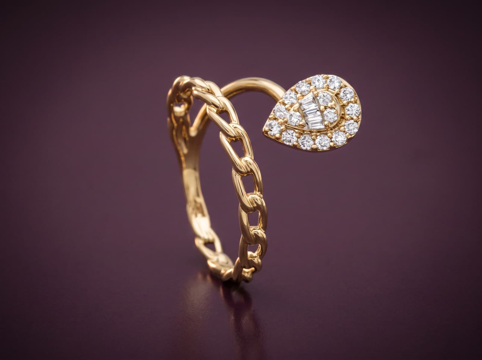 Talia · Pear Shaped Stones With Gourmet Band Diamond Ring