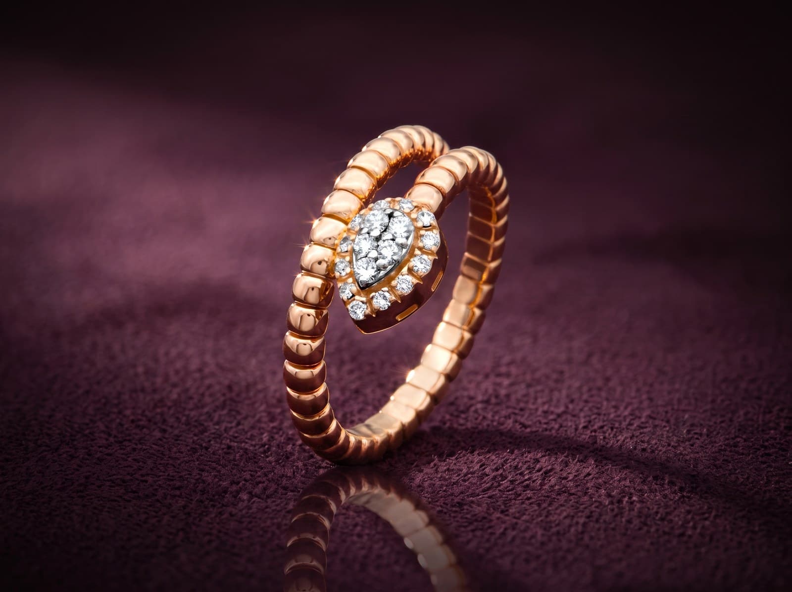 Rida · Wrapped Pear Shaped Stones Diamond Ring